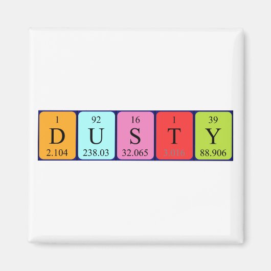 Dusty periodieke table name magnet (Voorkant)