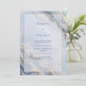 Dusty Periwinkle Gold Foil Marble Wedding Kaart (Staand voorkant)