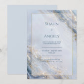 Dusty Periwinkle Gold Foil Marble Wedding Kaart (Voorkant / Achterkant)