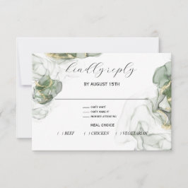Dusty Pine Green en Charcoal RSVP-kaart RSVP Kaartje