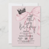 Dusty Pink 18th Birthday ⎮Pink Royal Bow Party Kaart (Voorkant)