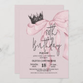 Dusty Pink 18th Birthday ⎮Pink Royal Bow Party Kaart (Voorkant / Achterkant)
