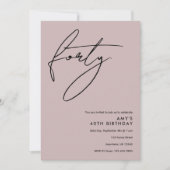Dusty Pink 40th Verjaardag uitnodiging (Voorkant)