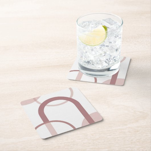Dusty Pink Abstract Arch Coaster Set Kartonnen Onderzetters (Insitu)