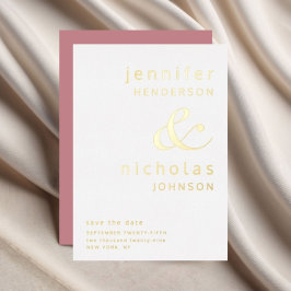 Dusty Pink Ampersand Wedding Save The Date Folie Uitnodiging