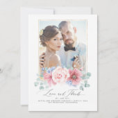 Dusty Pink and Dusty Blue Floral Wedding Bedankt Kaart (Voorkant)