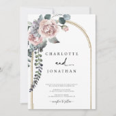 Dusty Pink and Gold Arch Wedding Kaart (Voorkant)