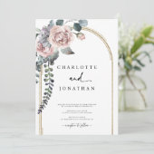Dusty Pink and Gold Arch Wedding Kaart (Staand voorkant)