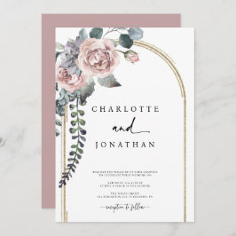 Dusty Pink and Gold Arch Wedding Kaart