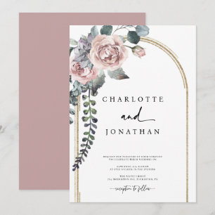 Dusty Pink and Gold Arch Wedding Kaart