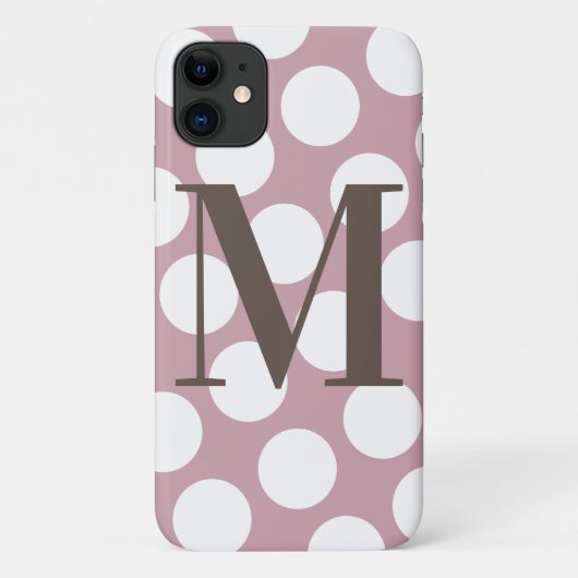 Dusty Pink and White Polka Dot Big Monogram Case-Mate iPhone Case (Achterkant)