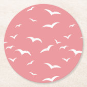 Dusty Pink and White Zee Bird Ronde Kartonnen Onderzetter (Voorkant)