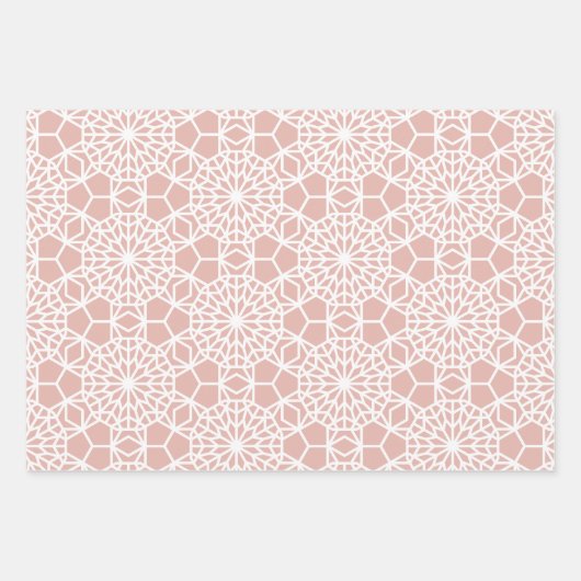 Dusty Pink Arabesque Geometric Pattern Inpakpapier Vel (Voorkant 2)