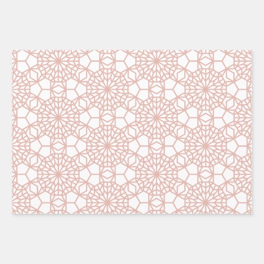 Dusty Pink Arabesque Geometric Pattern Inpakpapier Vel (Voorkant)