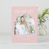 Dusty Pink Arch Foto Afstuderen Aankondiging Kaart (Staand voorkant)