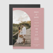 Dusty Pink Arch Photo Save the Date Magnetic Kaart (Voorkant / Achterkant)
