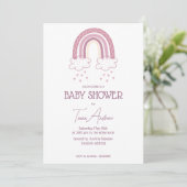 Dusty Pink Baby Girl Boho Style Baby shower Kaart (Staand voorkant)