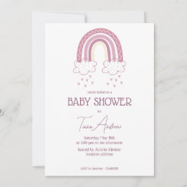 Dusty Pink Baby Girl Boho Style Baby shower Kaart