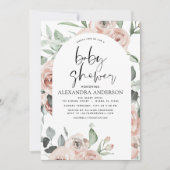 Dusty Pink Baby shower Floral Kaart (Voorkant)