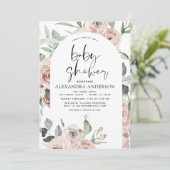 Dusty Pink Baby shower Floral Kaart (Staand voorkant)