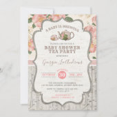 Dusty Pink Baby shower Tea Party  Floral Kaart (Voorkant)