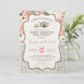 Dusty Pink Baby shower Tea Party  Floral Kaart (Staand voorkant)