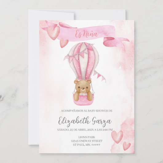 Dusty Pink Baby shower uitnodigingsbanner voor mei Kaart (Voorkant)