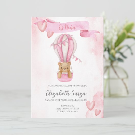 Dusty Pink Baby shower uitnodigingsbanner voor mei Kaart (Staand voorkant)