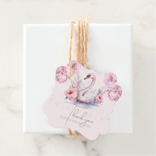 Dusty Pink Ballerina Verjaardag Glitter Foto Bedankjes Labels (In situ)