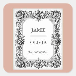 Dusty Pink Baroque vintage Wedding – Custom Text Vierkante Sticker