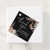 Dusty Pink & Black Floral Vrijgezellenfeest Bedank Bedankjes Labels (In situ)