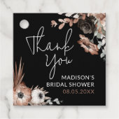 Dusty Pink & Black Floral Vrijgezellenfeest Bedank Bedankjes Labels (Voorkant)