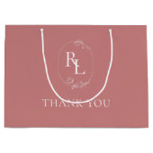 Dusty Pink | Bloemenmonogram bruiloft Dank u Groot Cadeauzakje (Voorkant)