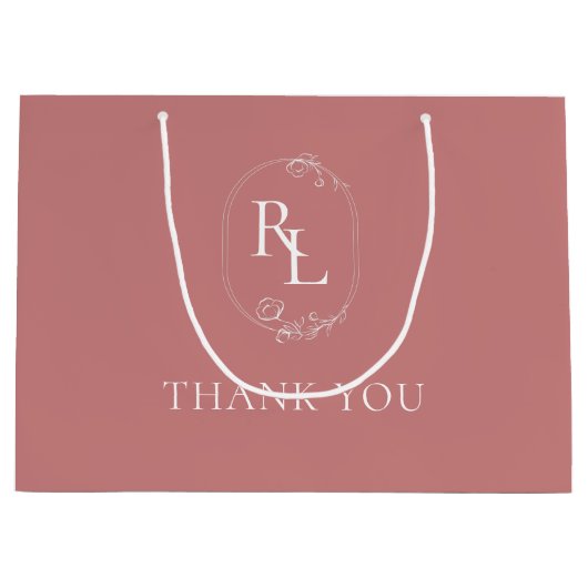 Dusty Pink | Bloemenmonogram bruiloft Dank u Groot Cadeauzakje (Voorkant)