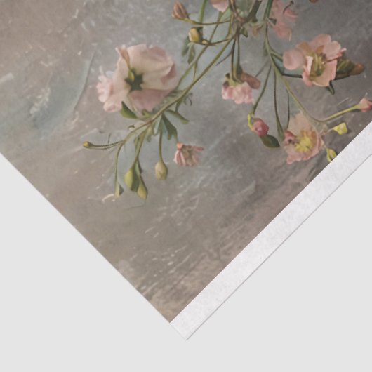 Dusty Pink & Blue Bloemen Stilleven Kunst Tissuepapier (Detail)