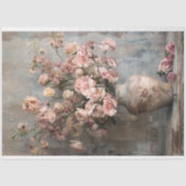 Dusty Pink & Blue Bloemen Stilleven Kunst Tissuepapier (Voorkant)
