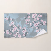 Dusty Pink Blue Cherry Blossom Floral Bad Handdoek (Handdoek)