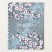 Dusty Pink Blue Cherry Blossom Naam Jaar Planner (Voorkant)