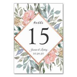 Dusty Pink Blue Green Foliage Rustic Wedding Kaart