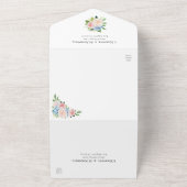 Dusty Pink Blue Hydrangea Floral Wedding All In One Uitnodiging (Buitenkant)