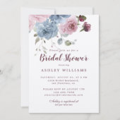 Dusty Pink Blue Roos Burgundy Vrijgezellenfeest Kaart (Voorkant)