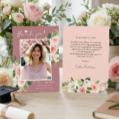 Dusty Pink Blush Afstuderen Foto Bedankkaart