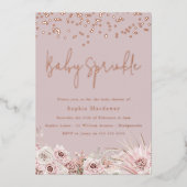 Dusty Pink Blush Baby Sprinkle Roos Gold Folie Uitnodiging (Voorkant)