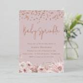 Dusty Pink Blush Baby Sprinkle Roos Gold Folie Uitnodiging (Staand Voorkant)