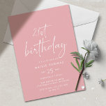 Dusty Pink Blush | Eenvoudig Schattige Meisje 21st Kaart<br><div class="desc">Blush roze vrouwen's 21e verjaardagsfeestuitnodigingen met "21e verjaardag" tekst in handgeschreven script. Wit lettertype op een zachte roze achtergrond. Eenvoudig,   en modern.</div>