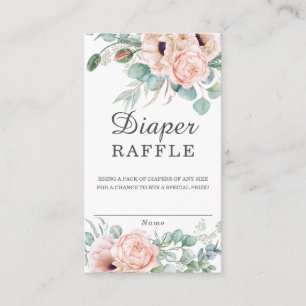 Dusty Pink Blush Floral Baby shower Diaper Raffle Informatiekaartje