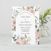 Dusty Pink Blush Floral Eucalyptus Wedding Kaart (Staand voorkant)
