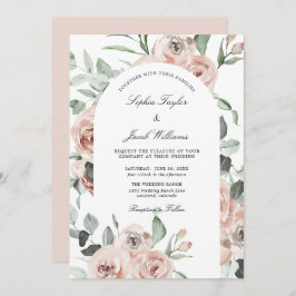 Dusty Pink Blush Floral Eucalyptus Wedding Kaart