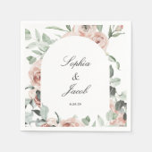 Dusty Pink Blush Floral Eucalyptus Wedding Napkins Servet (Voorkant)