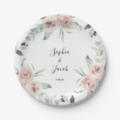 Dusty Pink Blush Floral Eucalyptus Wedding Papieren Bordje (Voorkant)